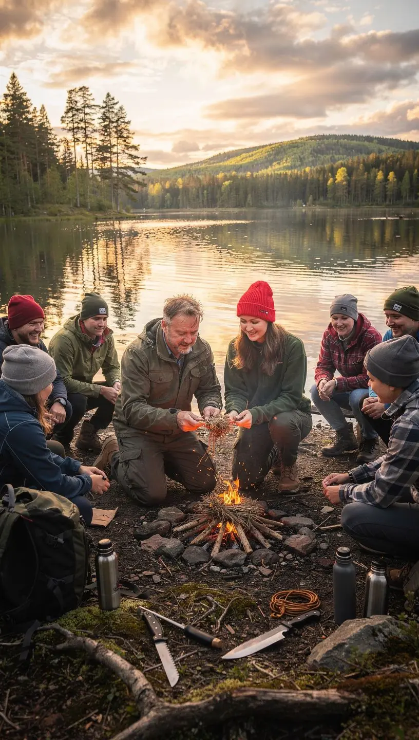 Välipraktika, kus osalejad katsetavad nööri- ja sõlmeoskusi.